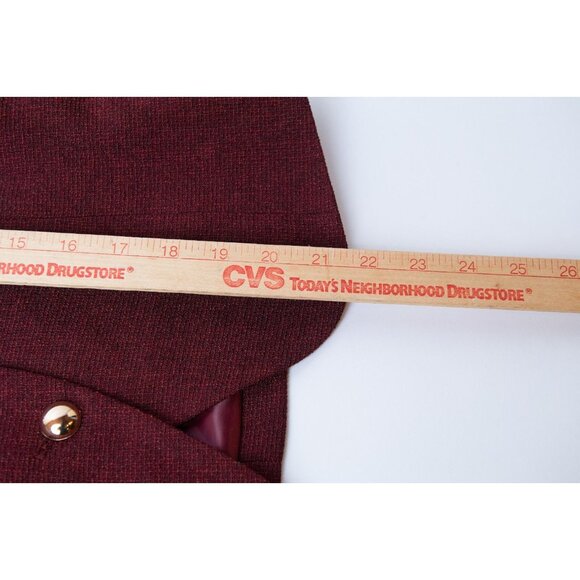 Rihoas Solid Retro Blazer Sz M Burgundy Tweed Vintage Career Gold Buttons NEW - Picture 13 of 13